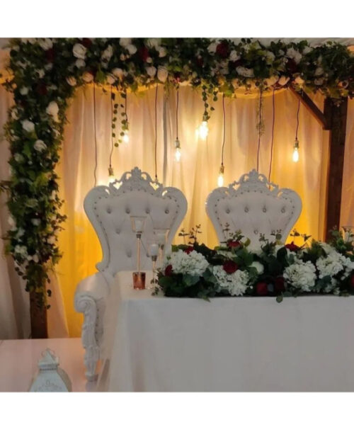 White High Back Throne - Pair